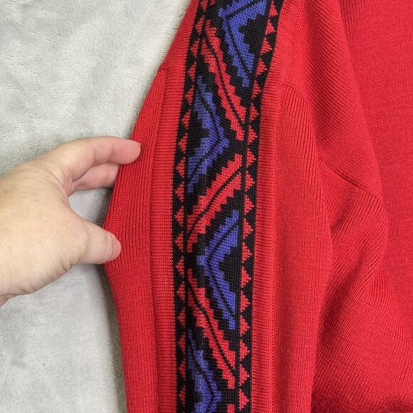 Vintage Demetre Sweater Mens Large Wool Blend Geometric Knit 80s Hong Kong - Picture 3 of 15